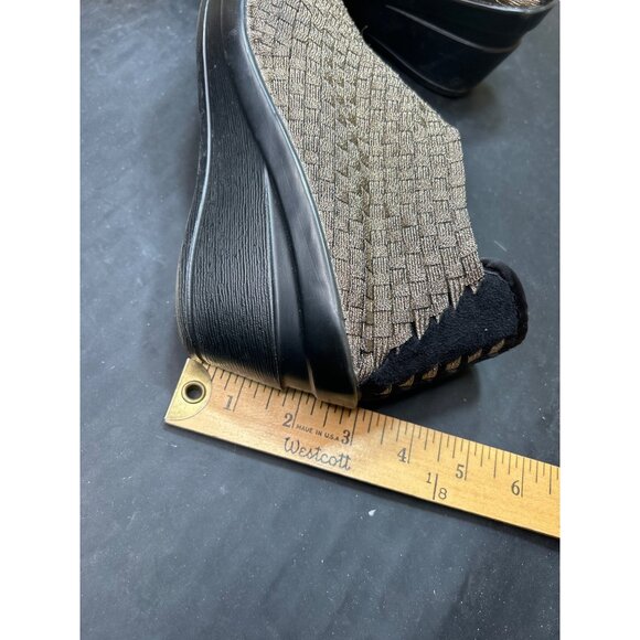 By Bernie Mev Metallic Dark Gold Woven Slip-On Wedge Shoes Size 8.5-9 - Picture 7 of 8